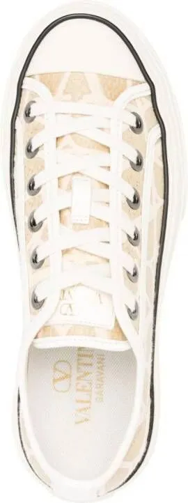 Valentino Garavani Toile Iconographe raffia sneakers Neutrals