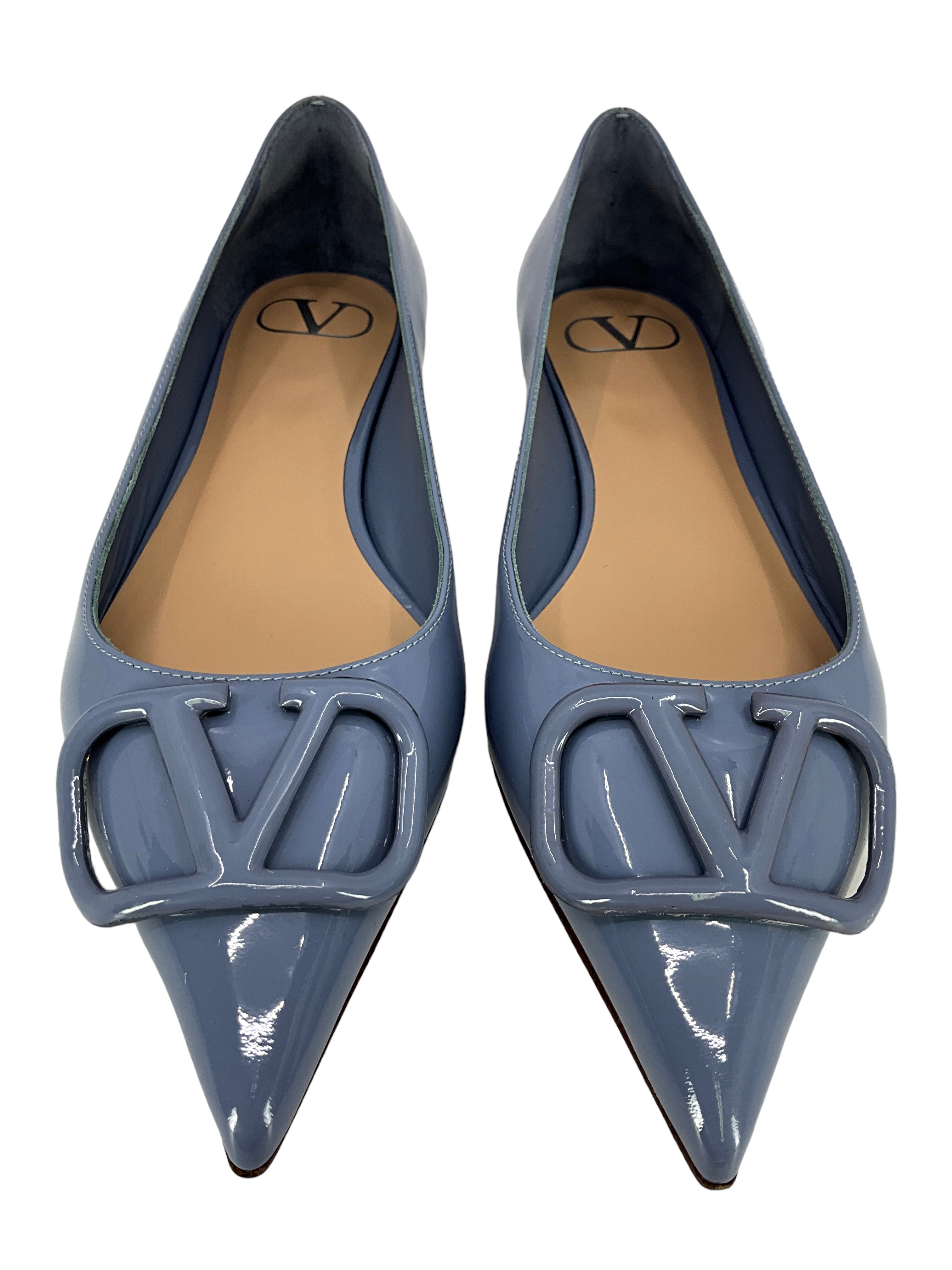 VALENTINO GARAVANI VLOGO Patent Leather Ballet Flats Size 7.5