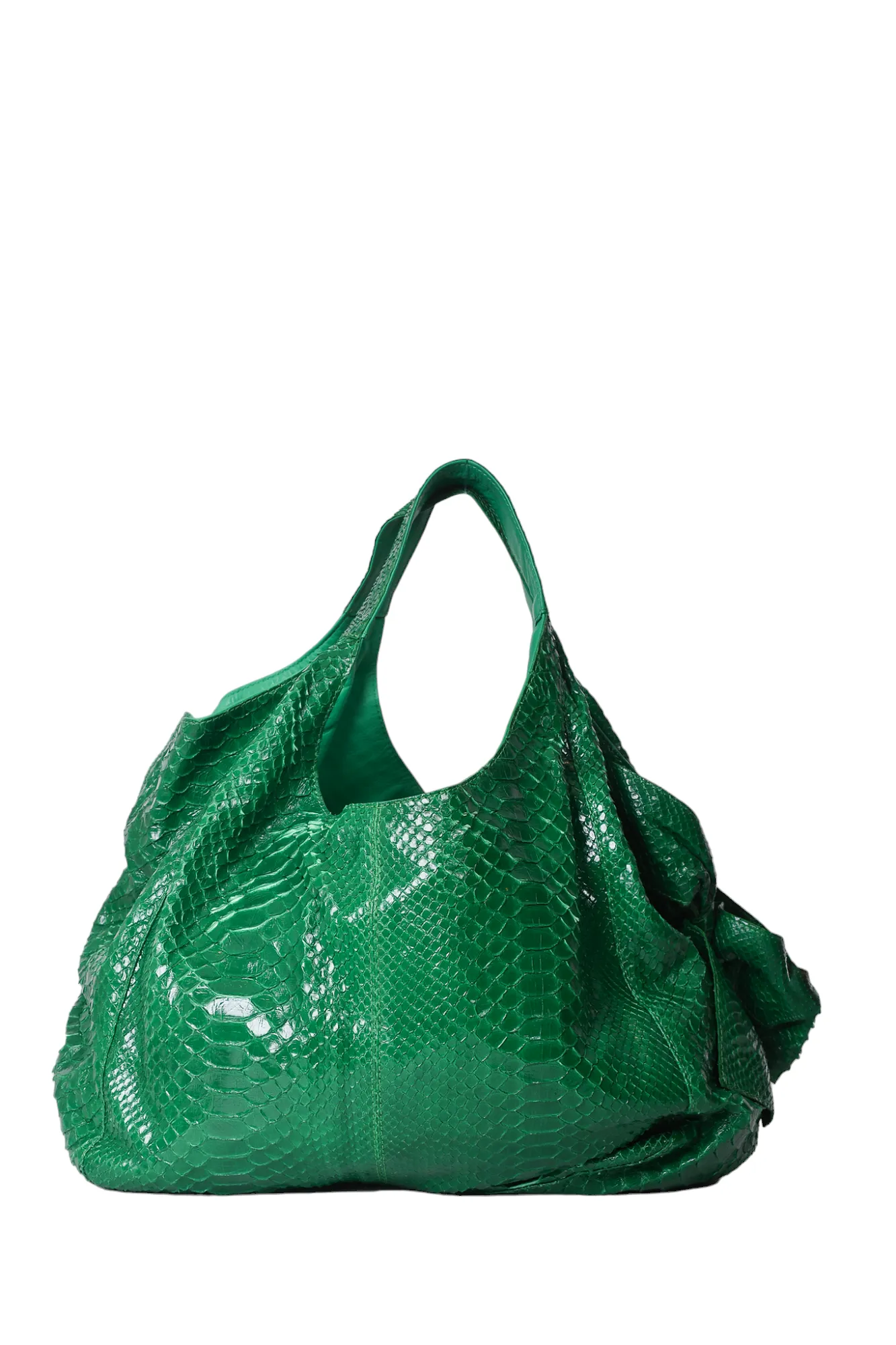 Valentino Green Python Leather Nuage Hobo Bag