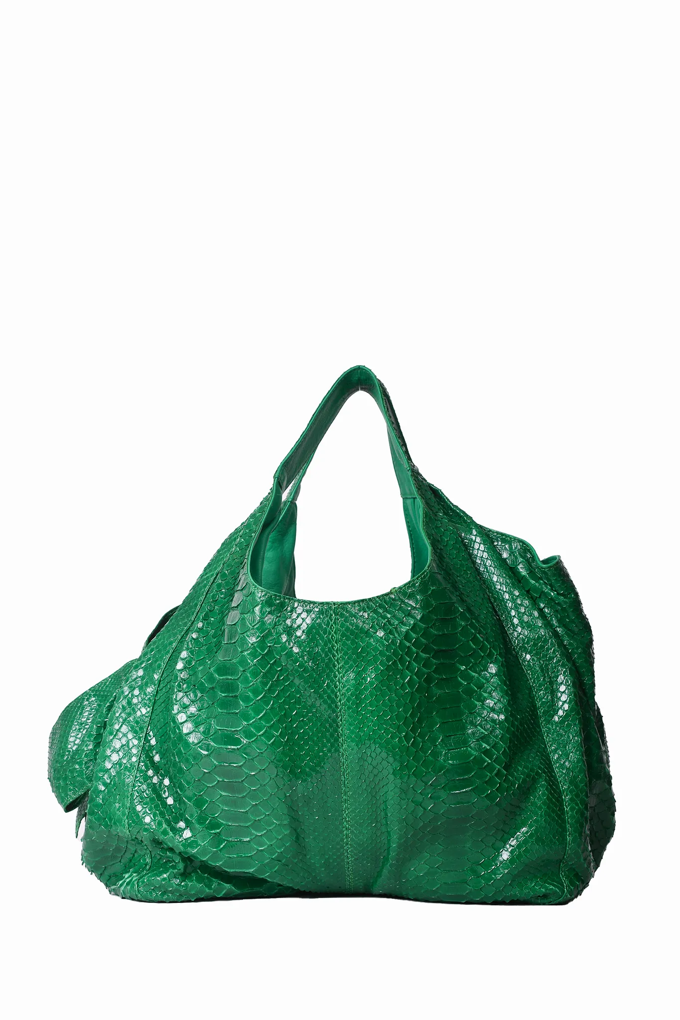 Valentino Green Python Leather Nuage Hobo Bag