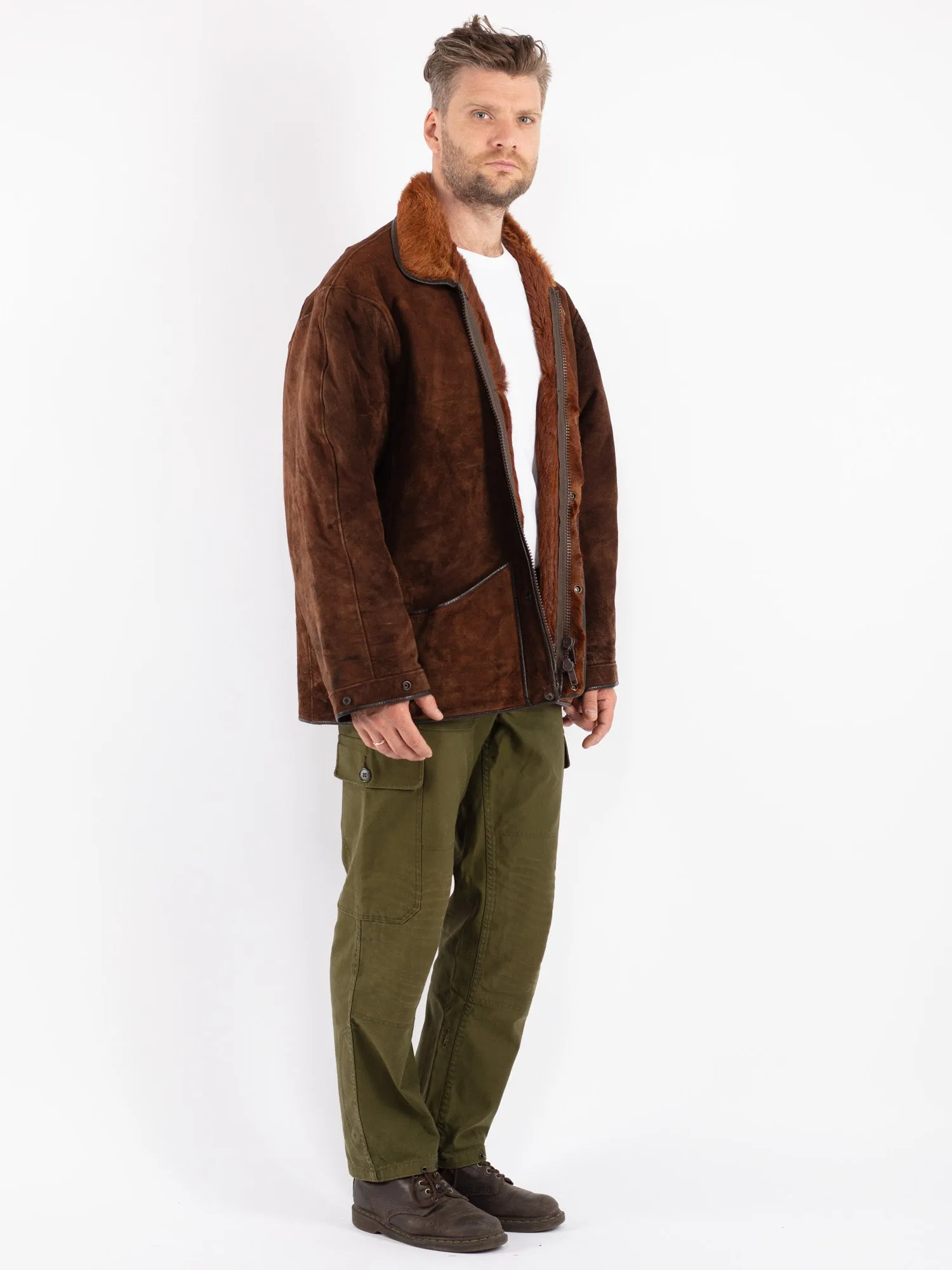 Vintage 70's Men Sheepskin Jacket in Brown