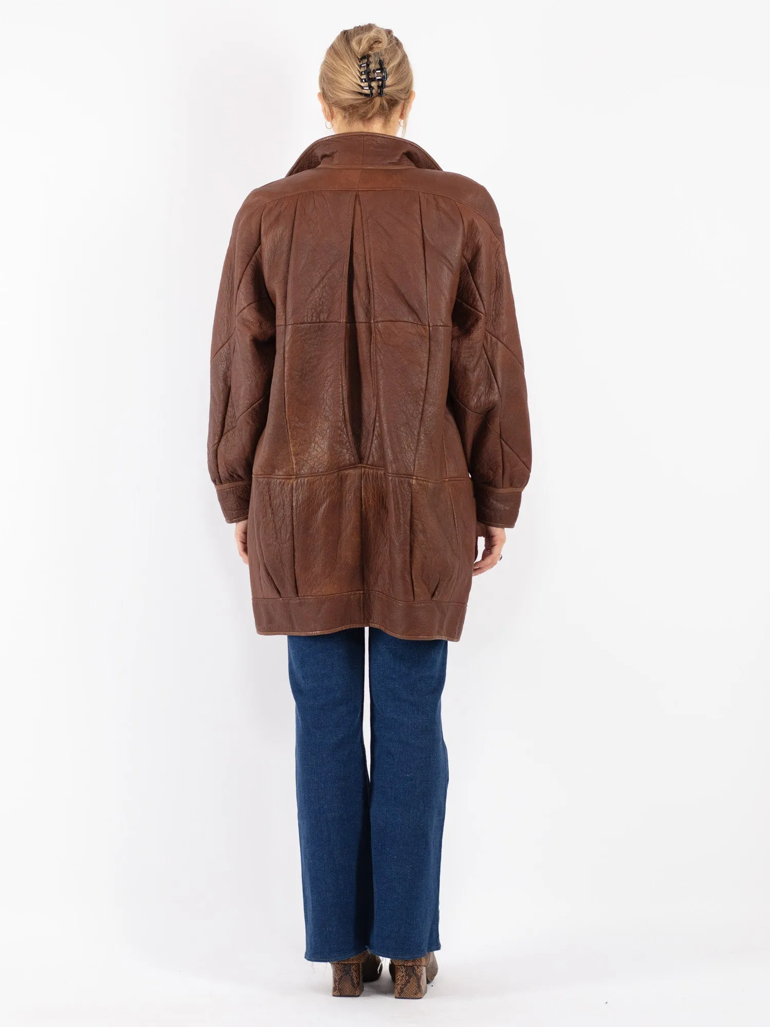 Vintage 90's Women Sheepskin Coat in Brown