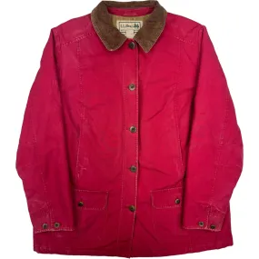 Vintage LL Bean Button-Up Canvas Chore Coat Corduroy Collar Red