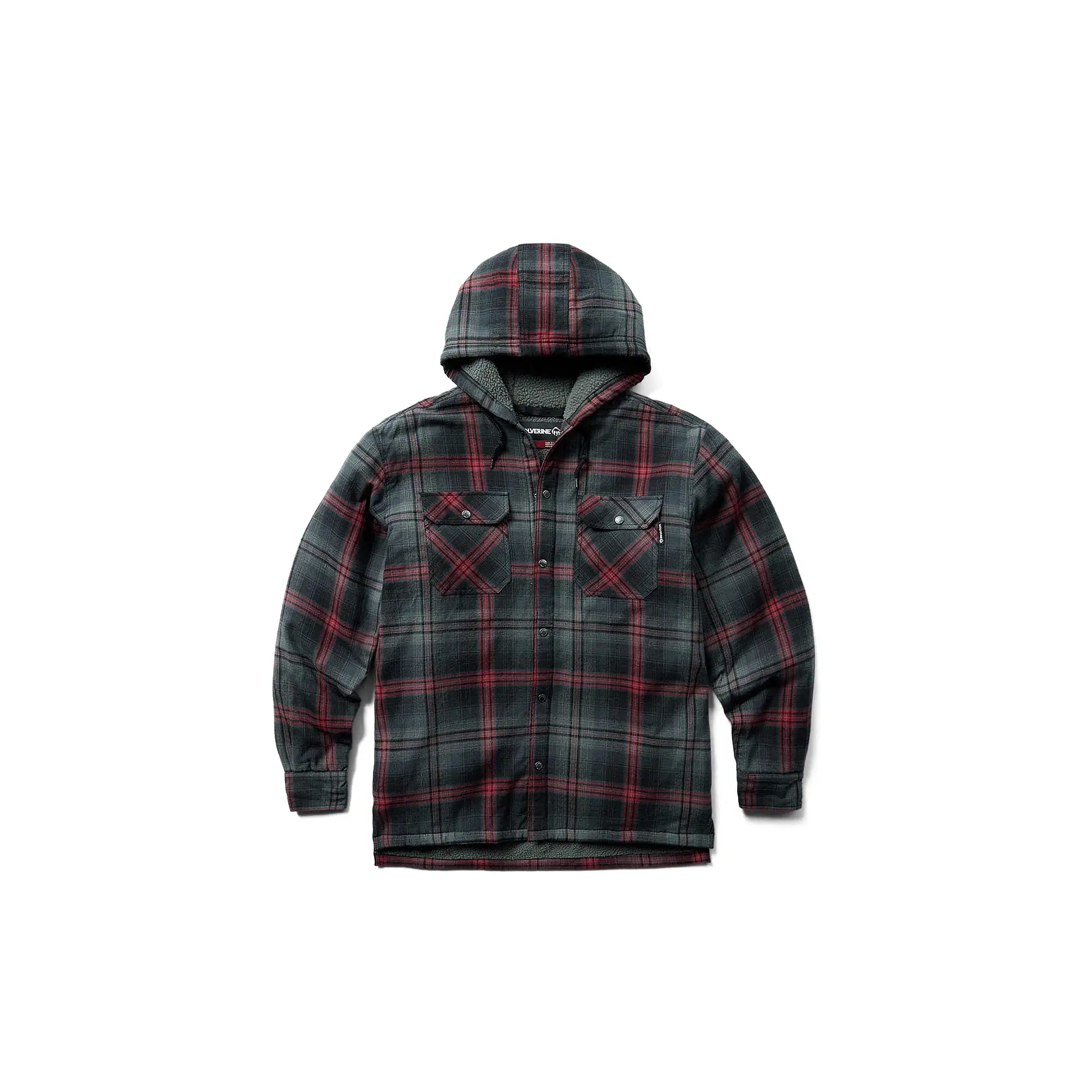 Wolverine Hasting Sherpa Lined Hooded Shirt Jac Gunmetal Plaid