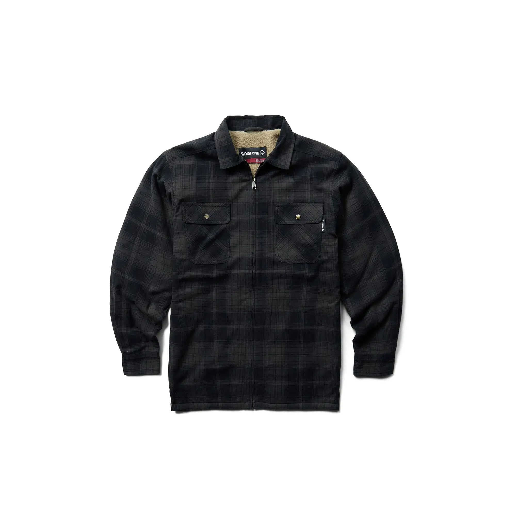 Wolverine Hasting Sherpa Lined Hooded Shirt Jac Shadow Gray Plaid