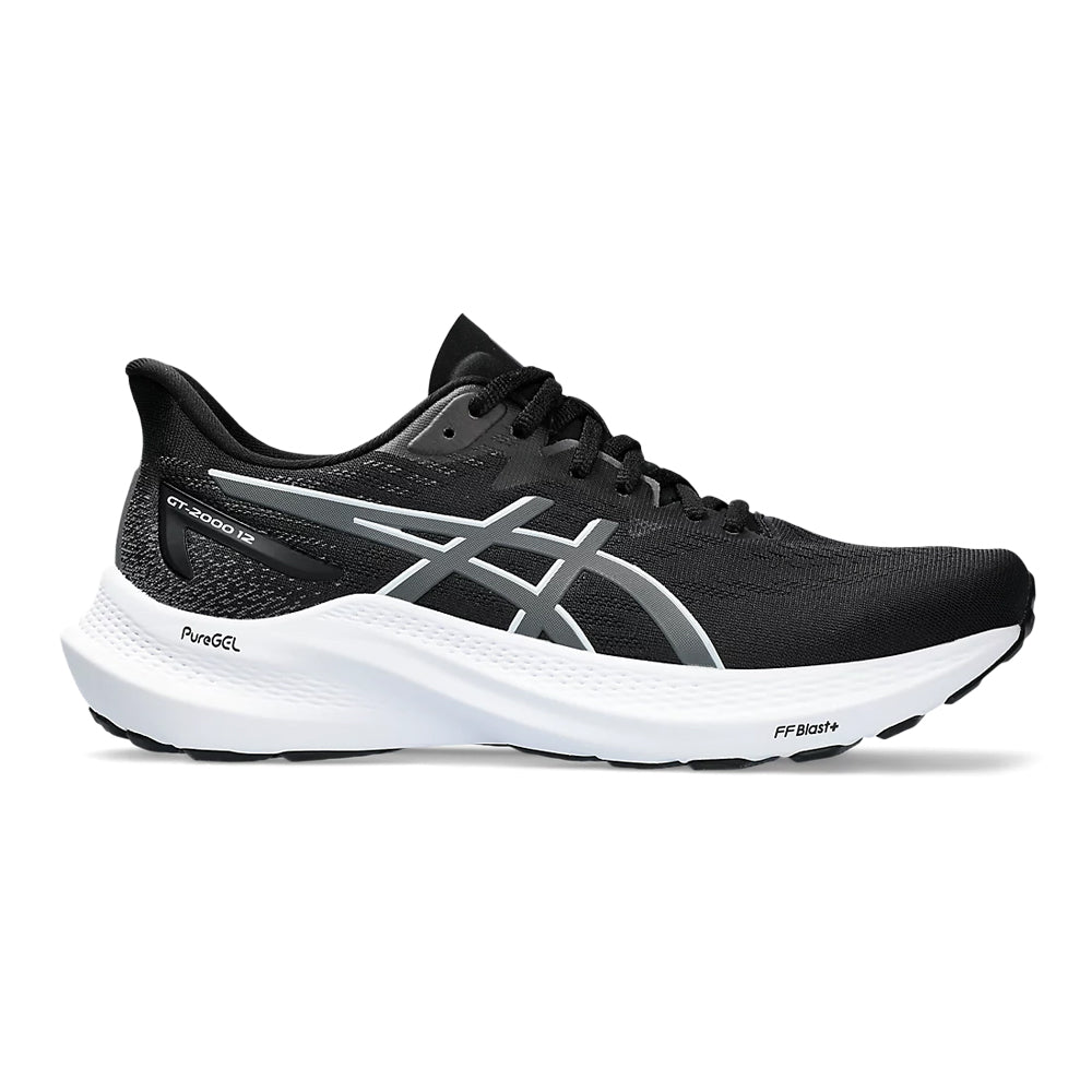 Women's Asics GT-2000 12, Black/Carrier Grey, 7 D Wide