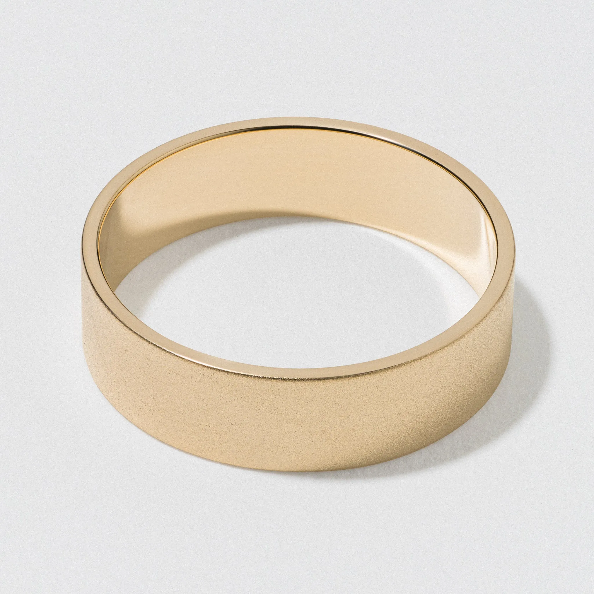 Yellow Gold Flat Wedding Band - Matte 6mm