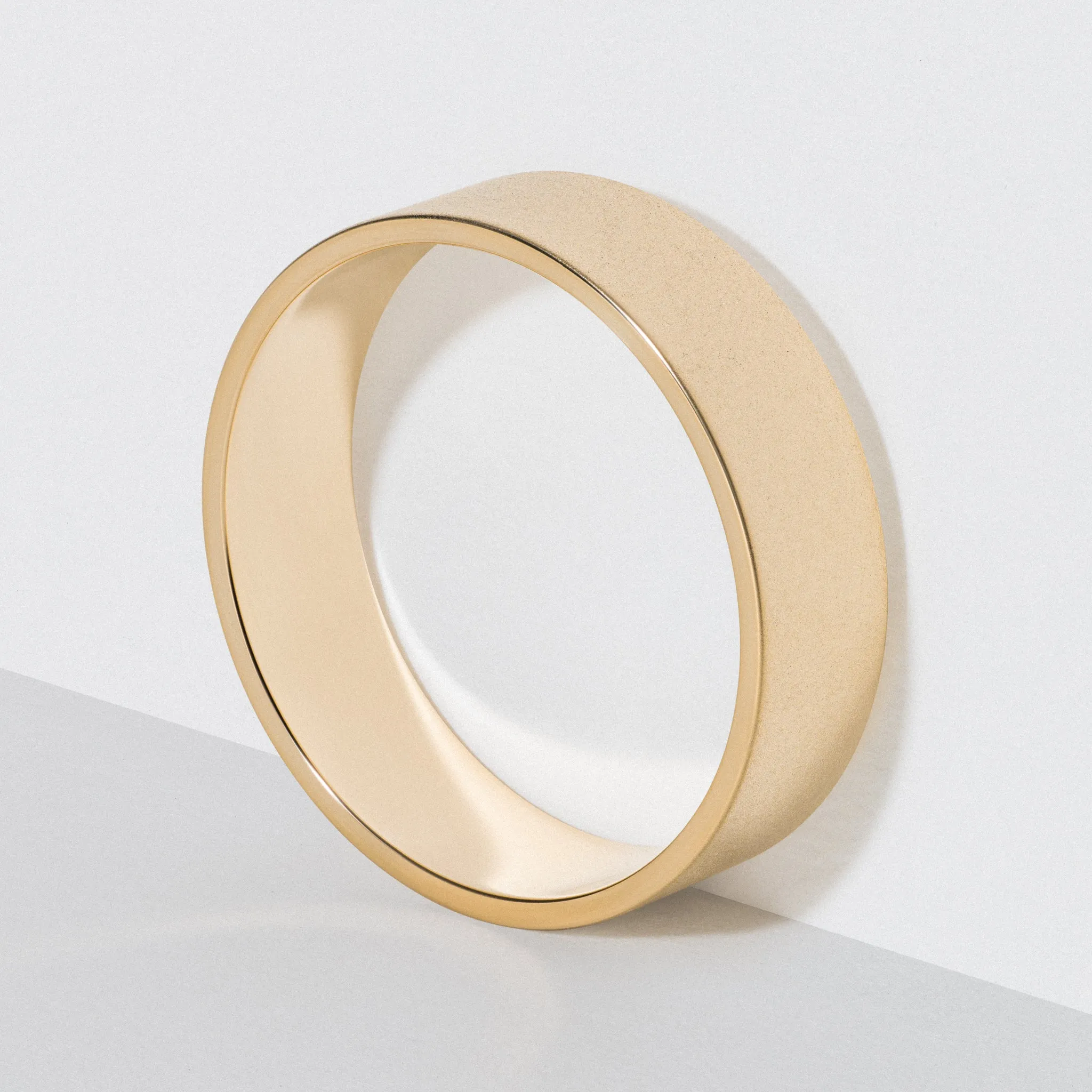 Yellow Gold Flat Wedding Band - Matte 6mm